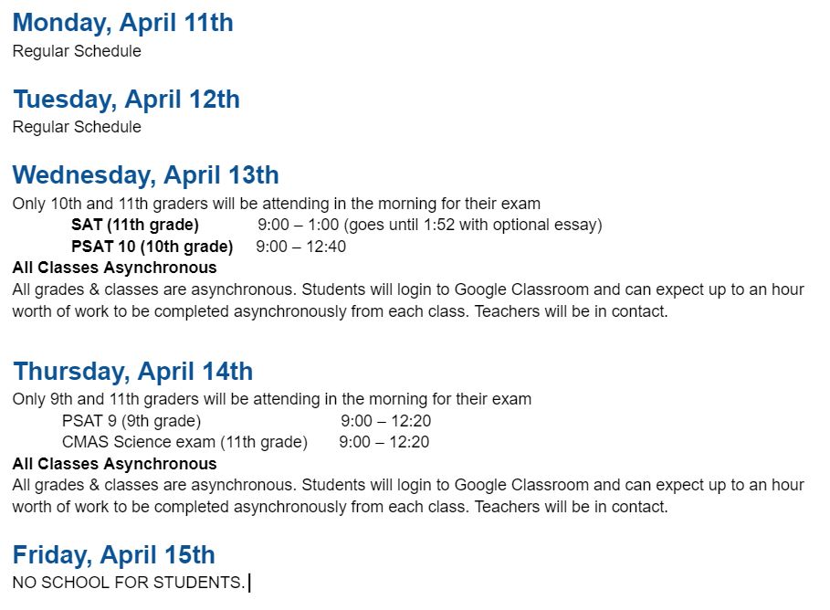 Assess Schedule