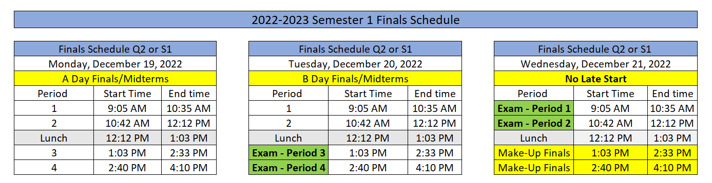 Finals Schedule