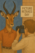 An AI image of an Impala getting its picture taken
