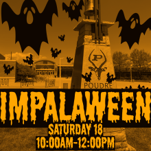 A graphic of a spooky looking Poudre High School for our annual halloween celebratgion